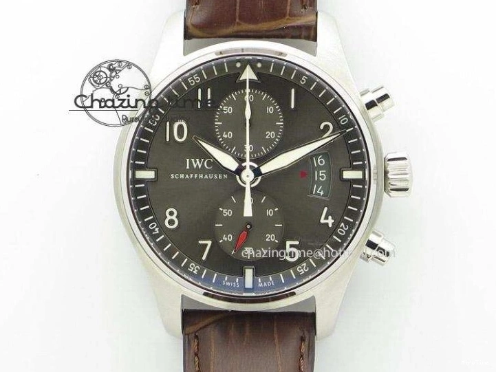 MIROTIME 0419 SportInspired Portofino IW458101 RG MK 1:1 Best Edition Gray Dial On Brown Leather Strap MIYOTA 7165